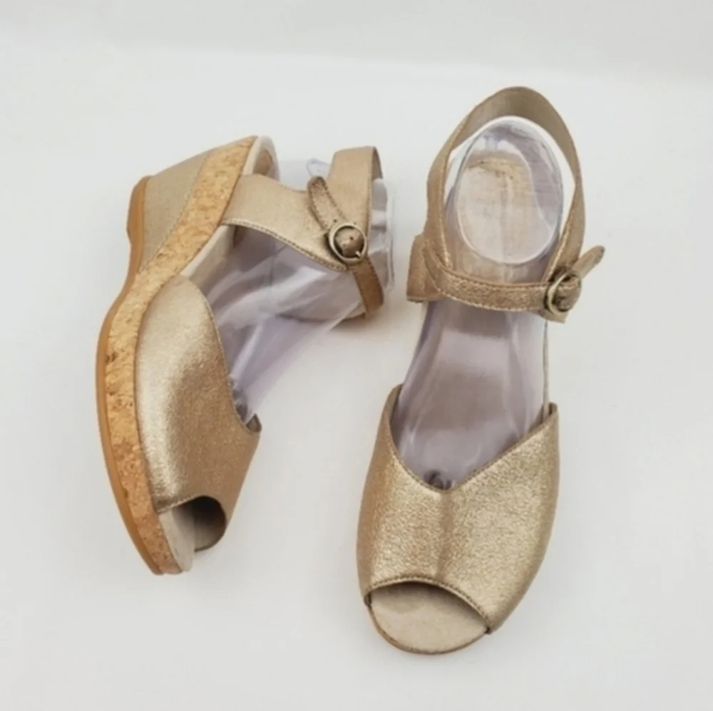 Dansko Charlotte Cork Grain Leather Wedge Sandals